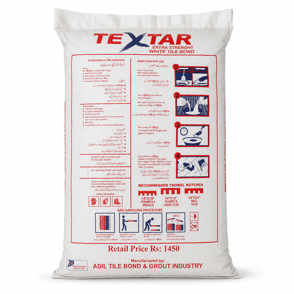 Textar Extra Strength White Tile Bond – 16kg - Image 3